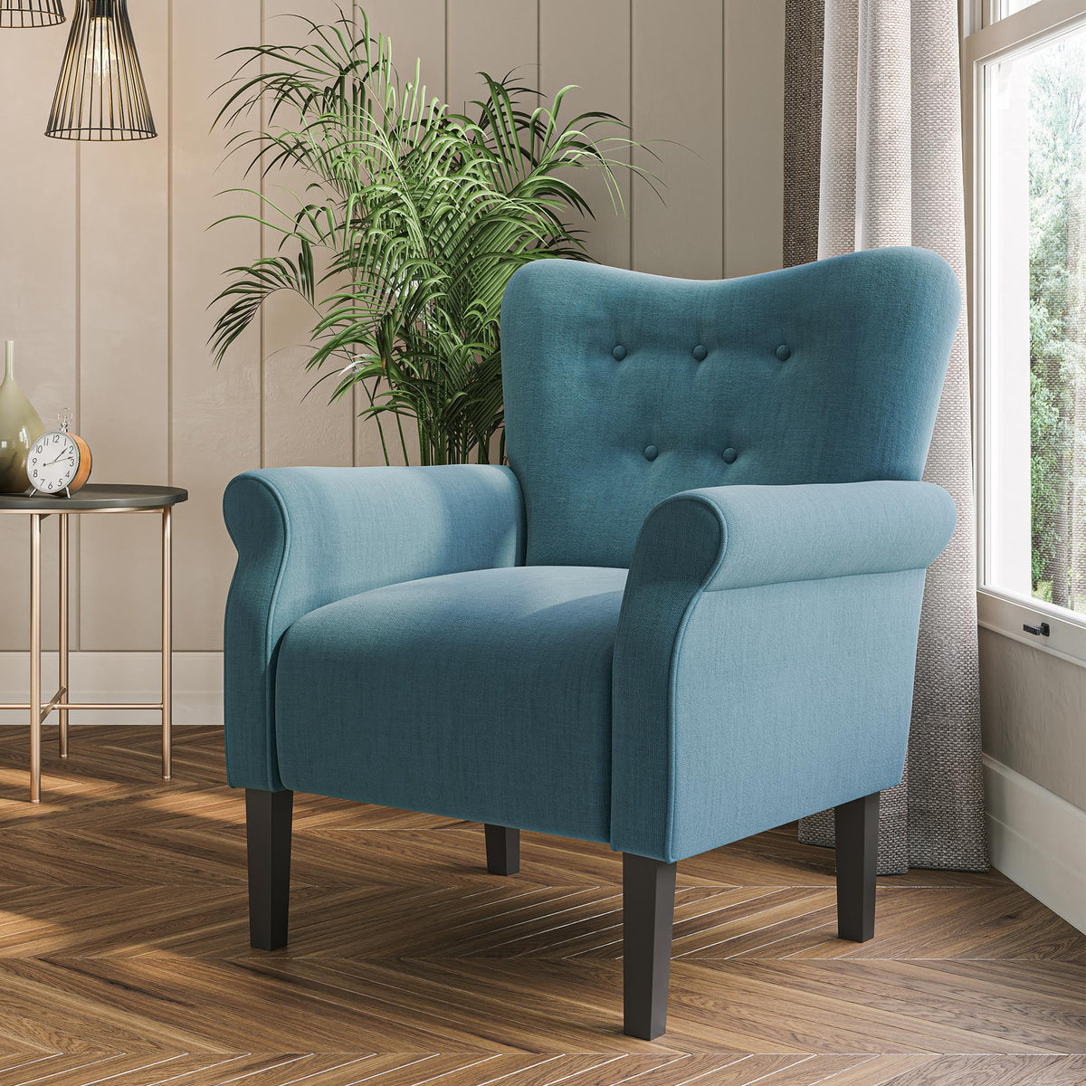 Green Blue Floral Accent Chair S751763