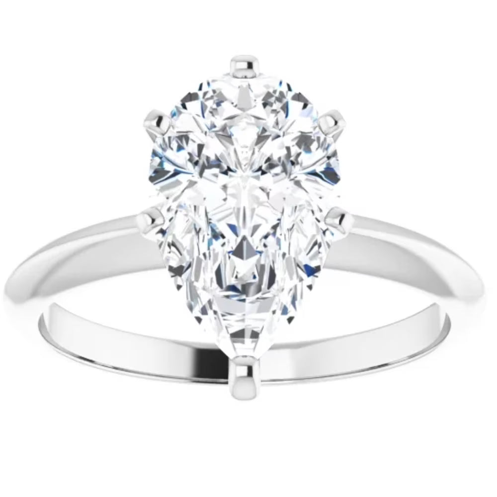 3Ct Pear Moissanite Solitaire Engagement Ring 14k Gold G466