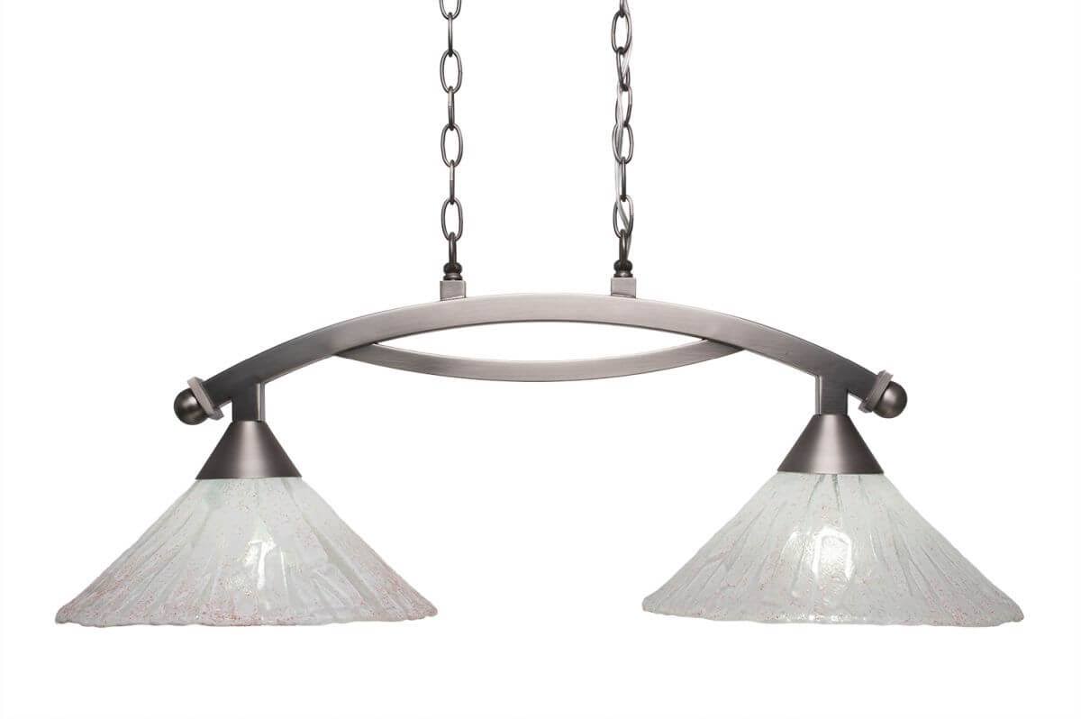 2 Light 33 inch Island Light in Brushed Nickel with Italian Ice Glass H273