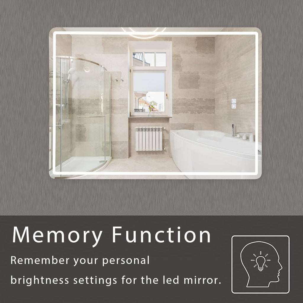 20 x 28 inch LED Bathroom Mirror, Anti-Fog Dimmable 3-Tone Lighted Vanity Mirror Q597