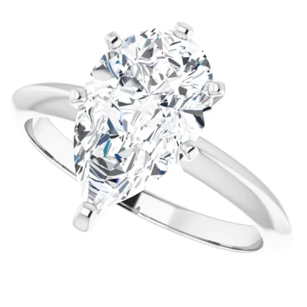 3Ct Pear Moissanite Solitaire Engagement Ring 14k Gold G466