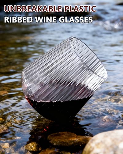 24 Pack 10 OZ Clear Plastic Wine Glasses with Stem S71602