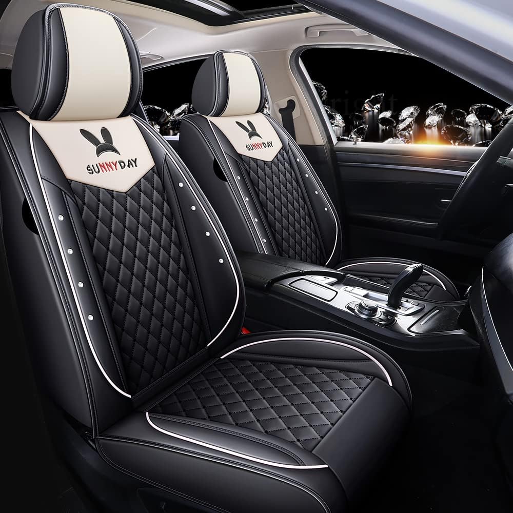 Pink PU Leather Car Seat Covers Full Set I447