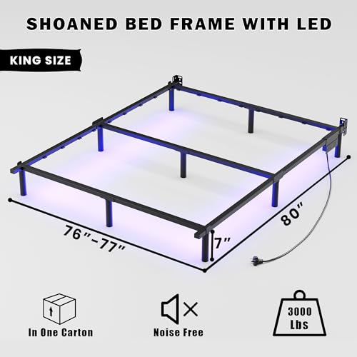 Black 7 Inch Metal Steel Bed Frame Y348159