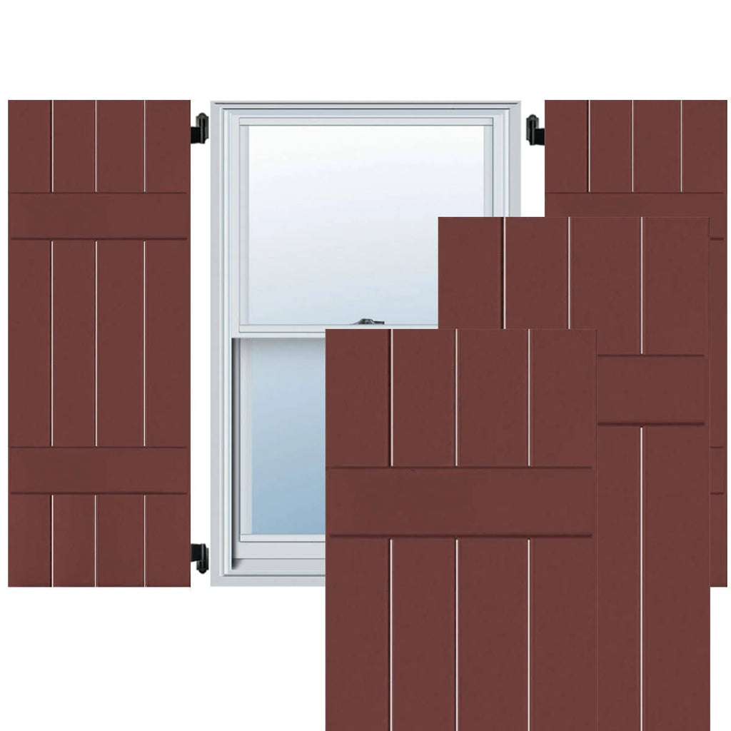 Cottage Red Exterior Wood Shutters Pair O137881