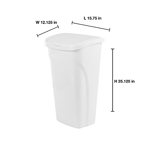 10 Gal Kitchen Trash Can with Dual Swing Lid, Pack of 2, White D9879
