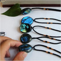 Natural Labradorite Moonstone Polished Drum Stone Quartz Crystal Point Pendant Necklace M674