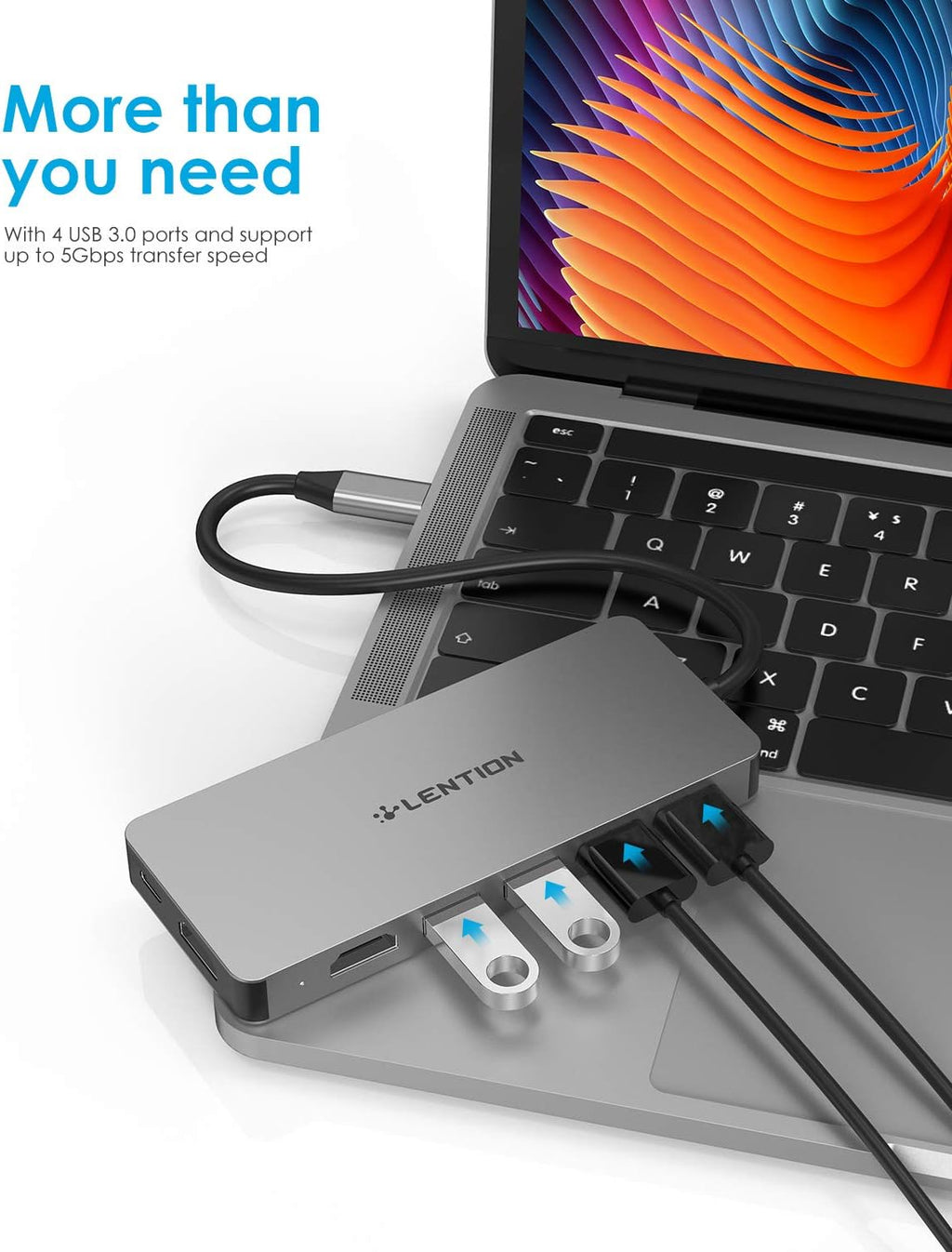 USB C Dual HDMI Hub with 4X USB 3.0, 2X 4K HDMI and 100W Type C Charging Adapter, Space Gray, Pack of 2 I856133