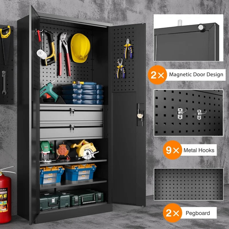 Metal Storage Cabinet with Pegboard F4971