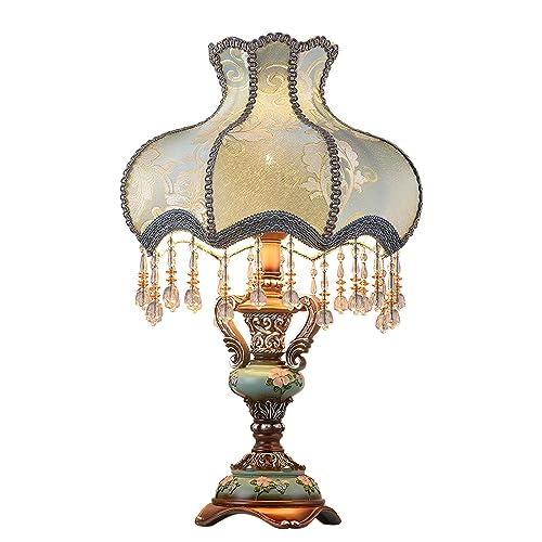 European Table Lamp Victorian Desk Lamp Handmade Fabric Lampshade Resin Lamp Body V217491