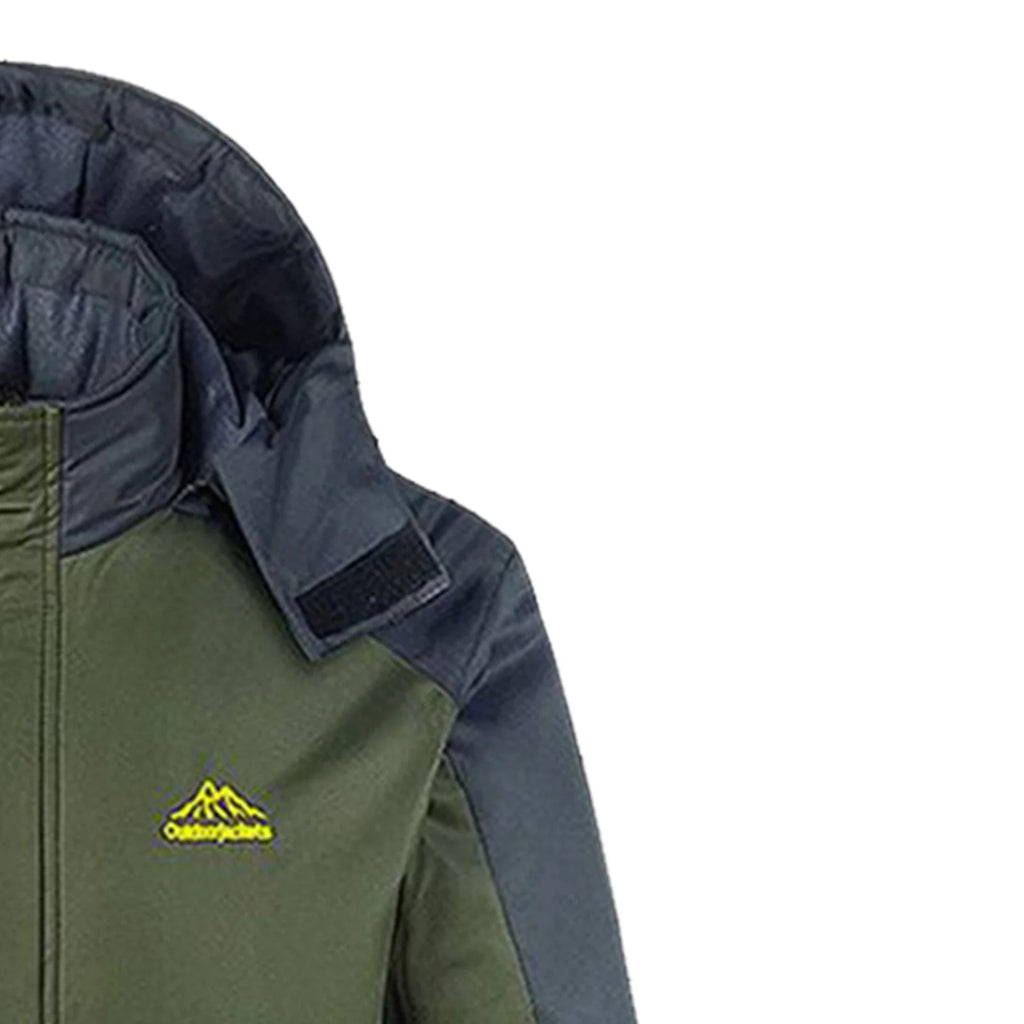 Green Waterproof Ski Jacket with Removable Hood H221