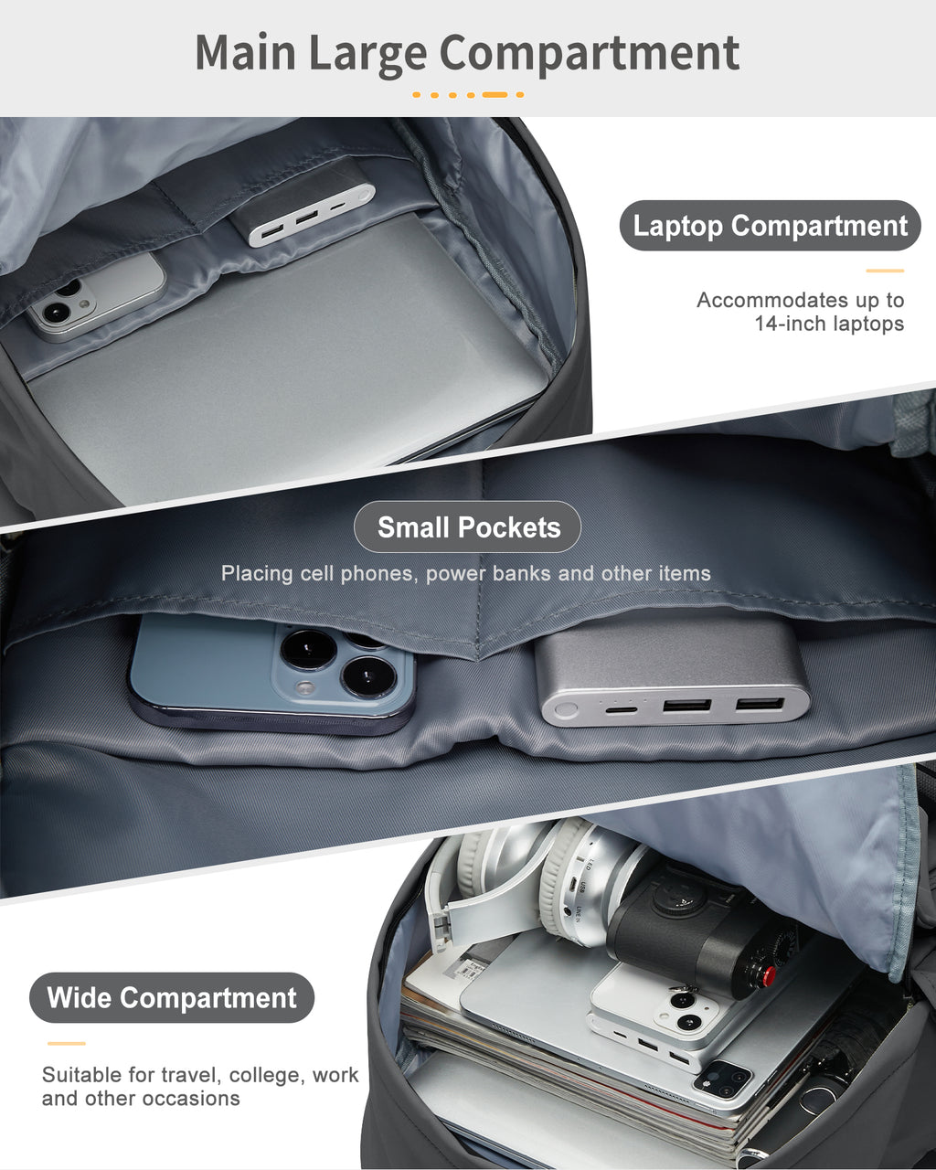 Waterproof Black Laptop Backpack Z709