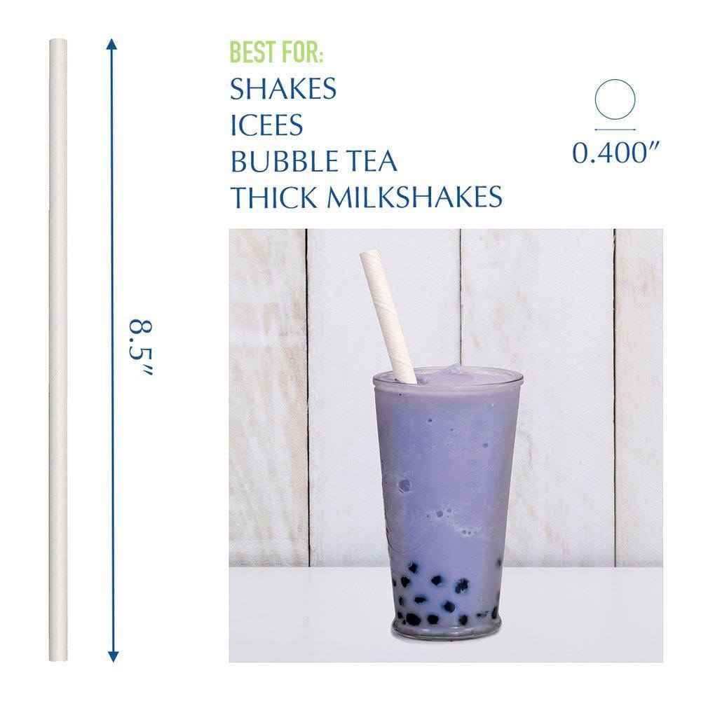 8 1/2x22 White Unwrapped Paper Straw - 1480/Case J549022