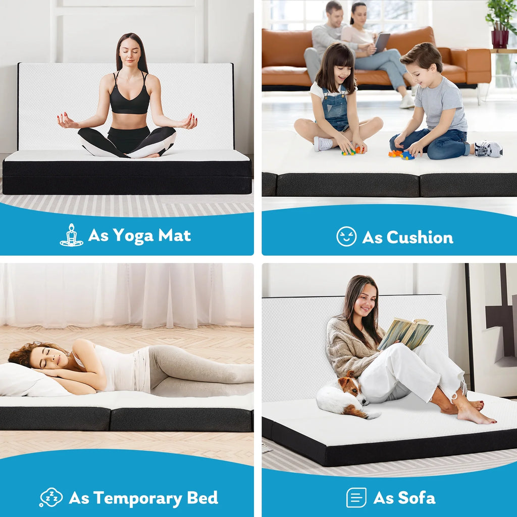 4 Inch Tri Folding Memory Foam Mattress F944
