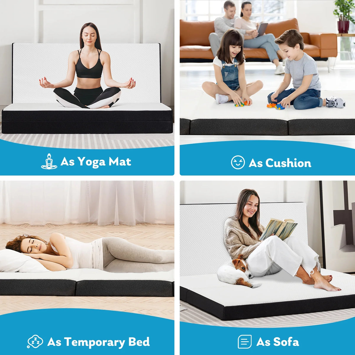 4 Inch Tri Folding Memory Foam Mattress F944