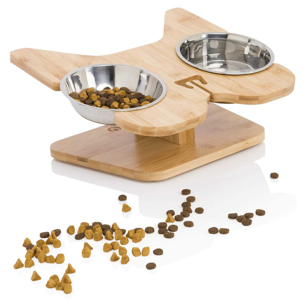 Elevated Dog Bowl Stand with Stainless-Steel Food and Water Bowls L681