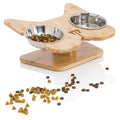 Elevated Dog Bowl Stand with Stainless-Steel Food and Water Bowls L681