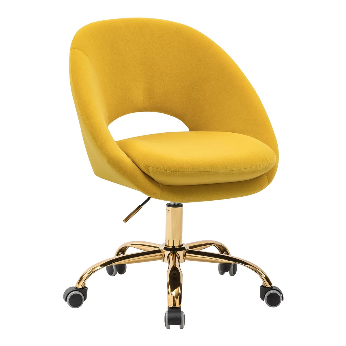 Yellow Velvet Adjustable Swivel Home Office Chair B3716