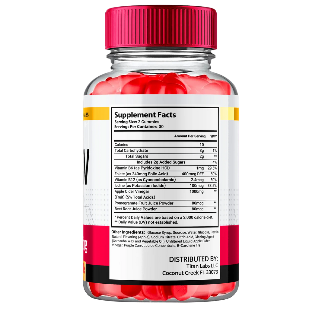 Apple Cider Vinegar Supplement Gummies with Folic Acid 60 Gummies X45121