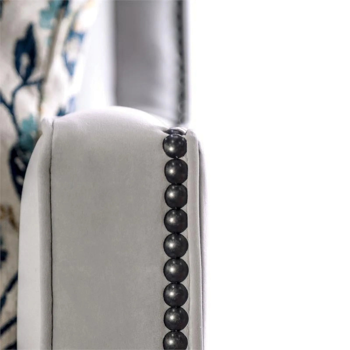 Light Gray Fabric Nailhead Sofa N8464