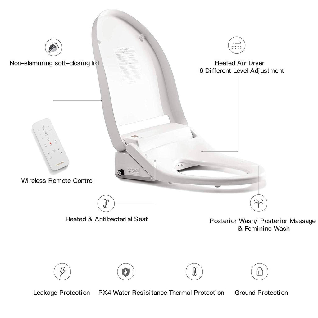 Heated Bidet Toilet Seat with Self Cleaning Stainless Nozzle Y4073