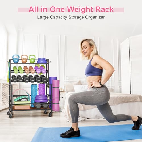Adjustable Dumbbell Rack with Wheels and Hooks B592