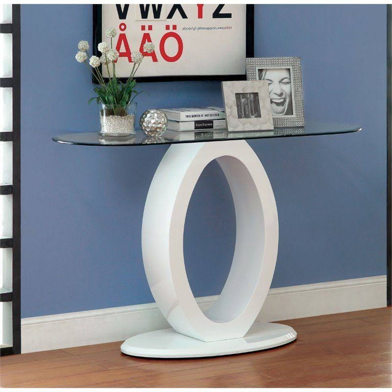White Glass Top Console Table C63191