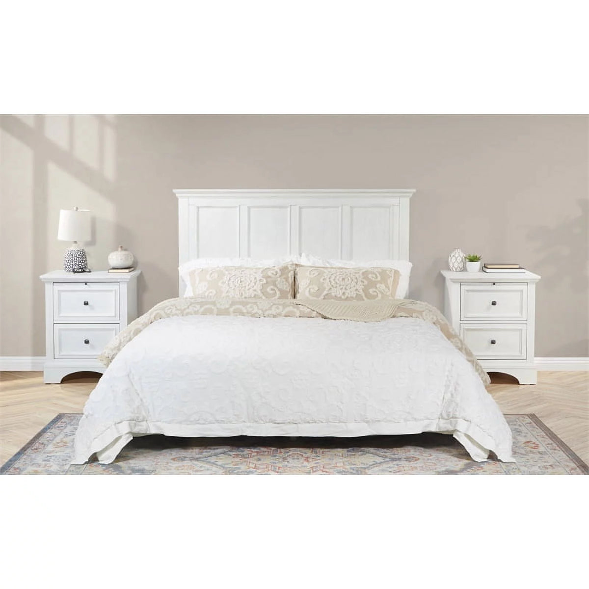 Queen 3pc Bedroom Set Rustic White Engineered Wood V1621