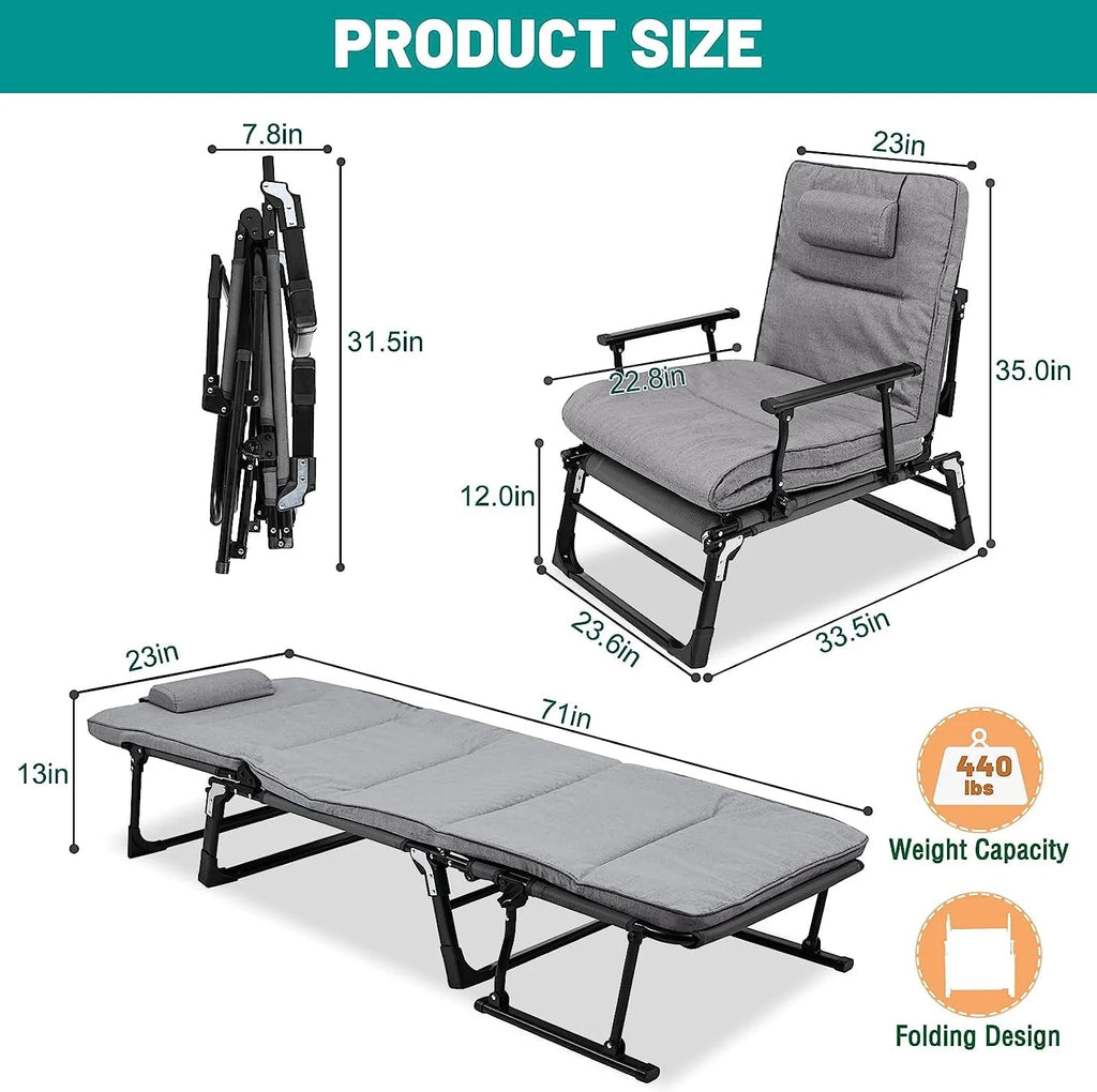 3 in 1 Folding Camping Cot Bed with Mattress & Pillow O173
