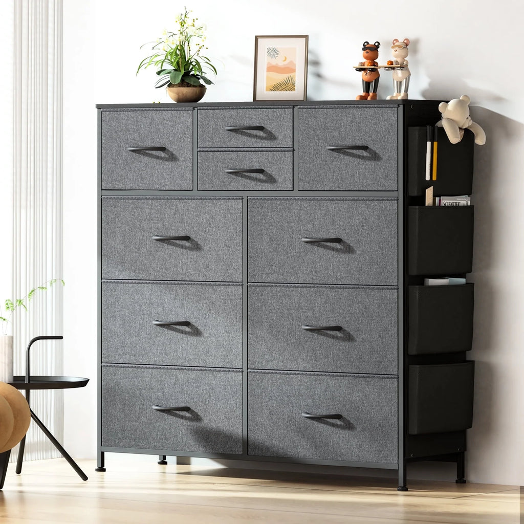 Brown 10 Drawer Fabric Dresser M84074