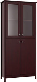 4-Door Bookcase in Grey with Glass and Wood N945731