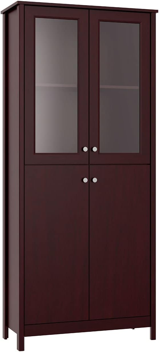 4-Door Bookcase in Grey with Glass and Wood N945731