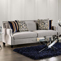 Light Gray Fabric Nailhead Sofa N8464