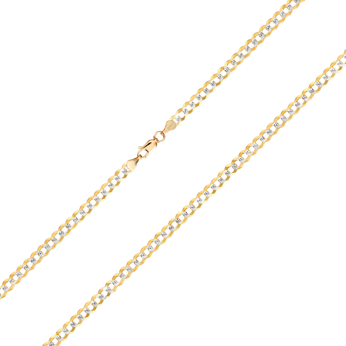10k Yellow Gold Solid 5mm Cuban Chain Diamond Cut Pave Two Tone Bracelet M4930