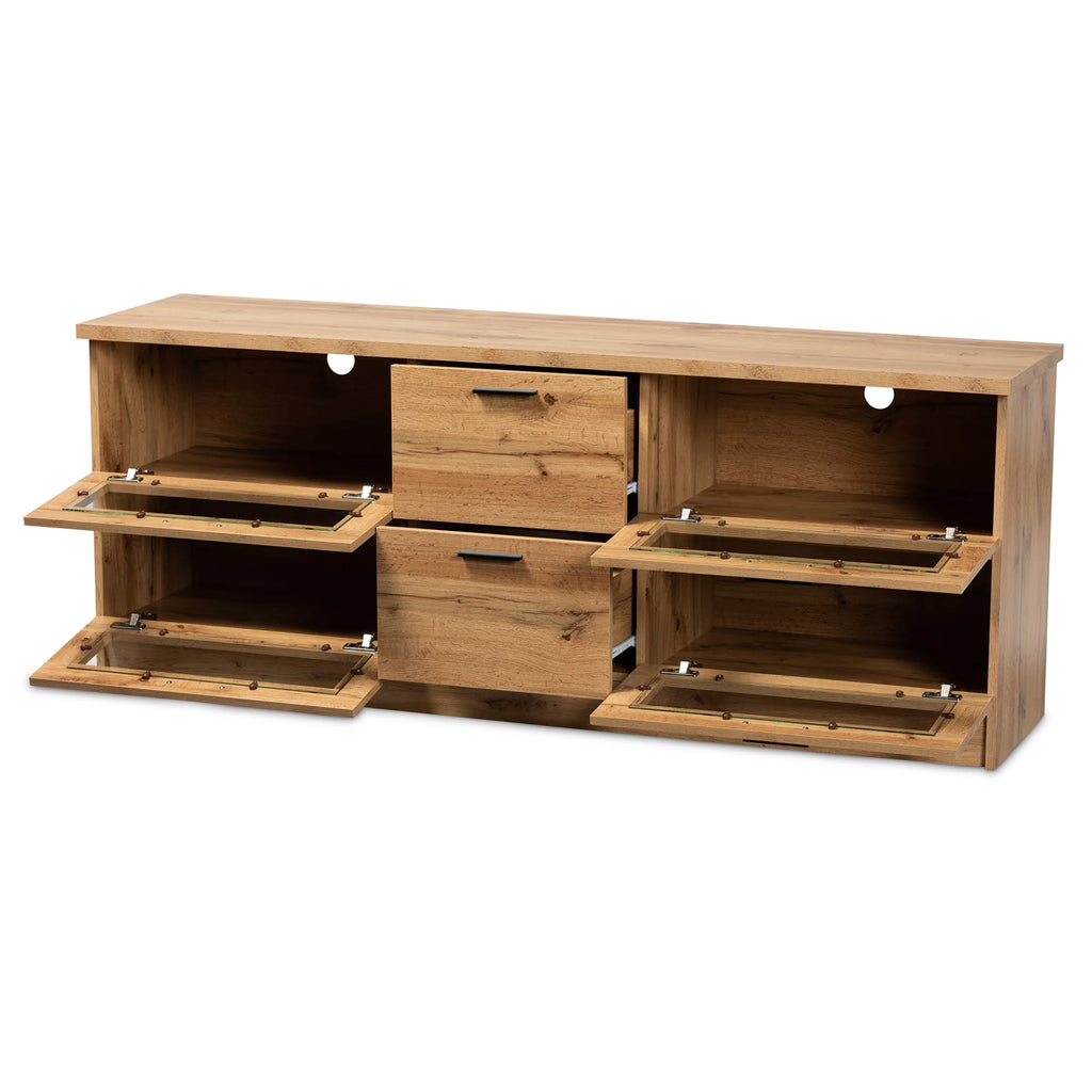 Oak Brown Finished Wood 2-Drawer TV Stand R207288