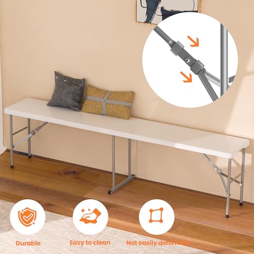White 6 ft Folding Plastic Bench 2 Pack P29343