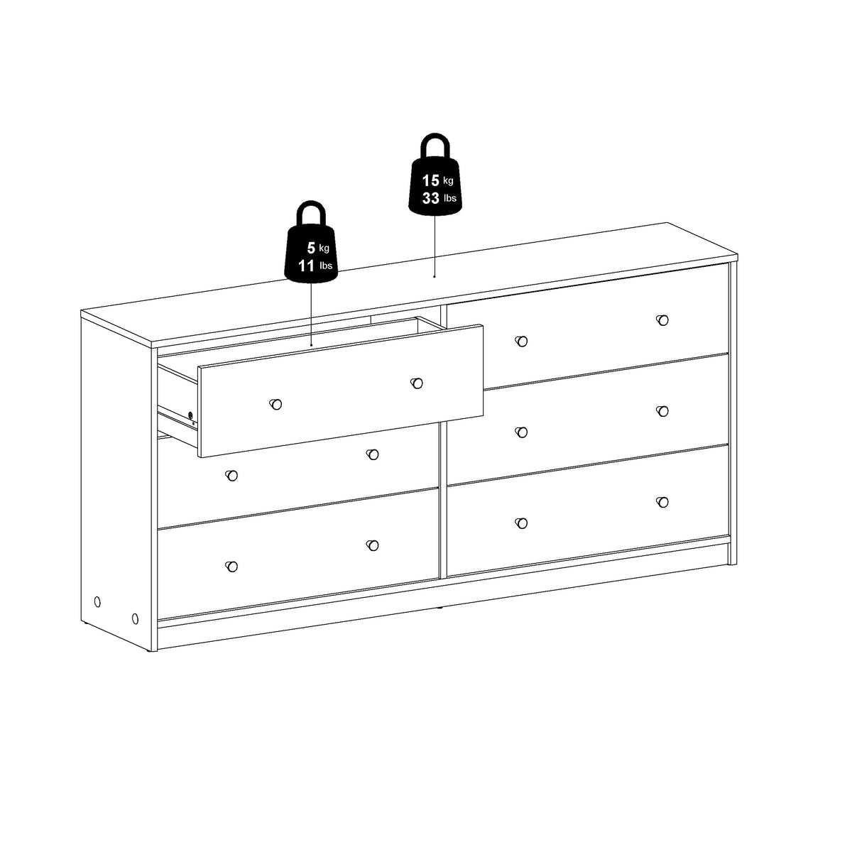6 Drawer Double Dresser S79439