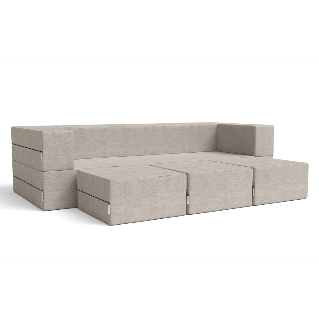 California King Convertible Sleeper Sofa and Ottomans Dove Grey Foam Polyester W254