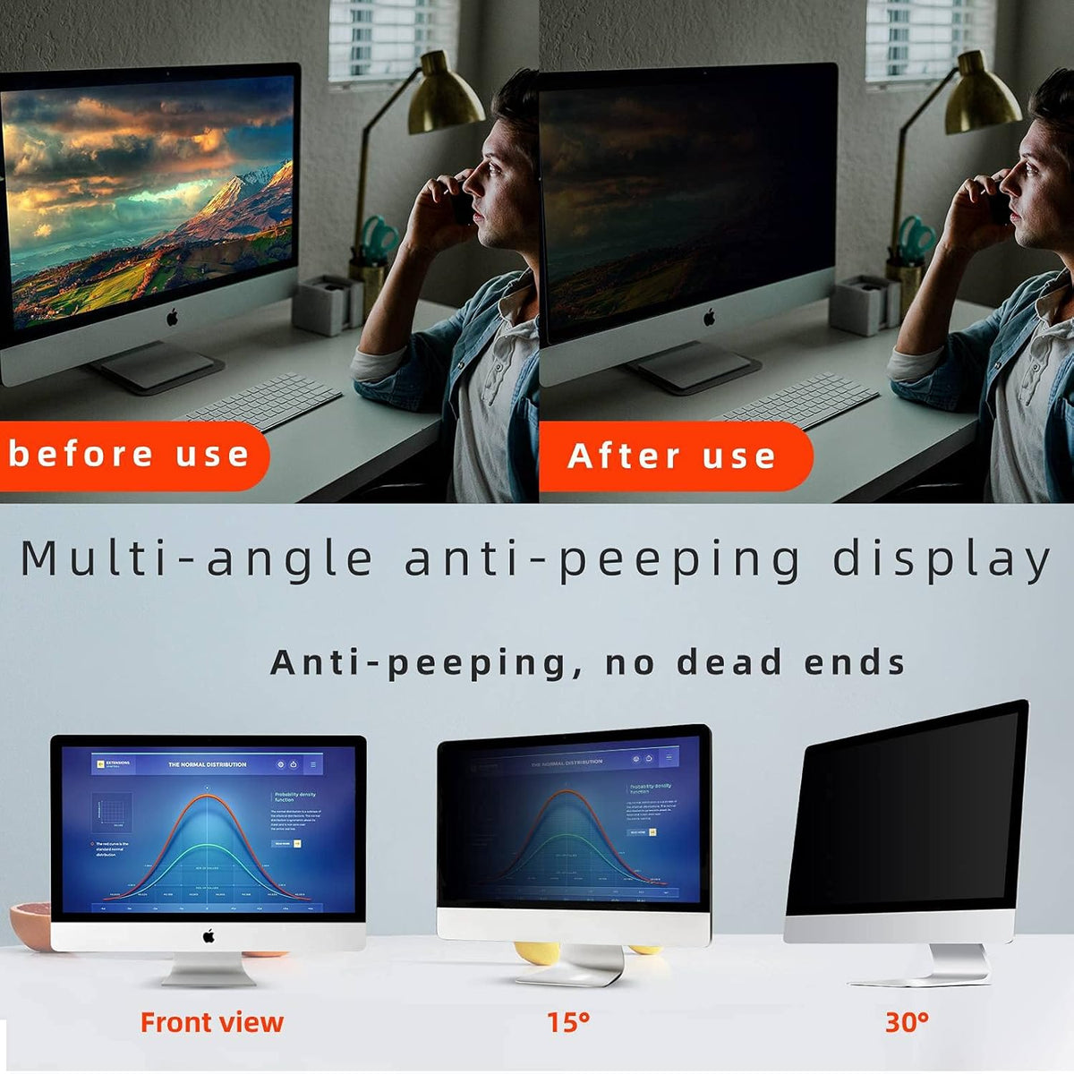 24 Inch Computer Privacy Screen Filter for 16:9 Widescreen Monitor, Transparent Black Pack of 2 N5044