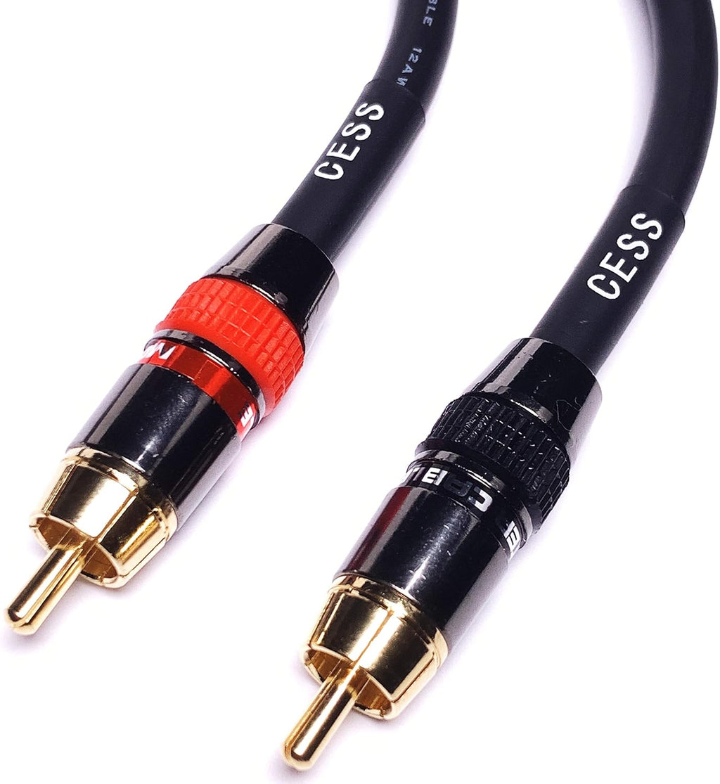 Low Noise 12 Gauge RCA Audio Patch Cable (1 Foot) Y230