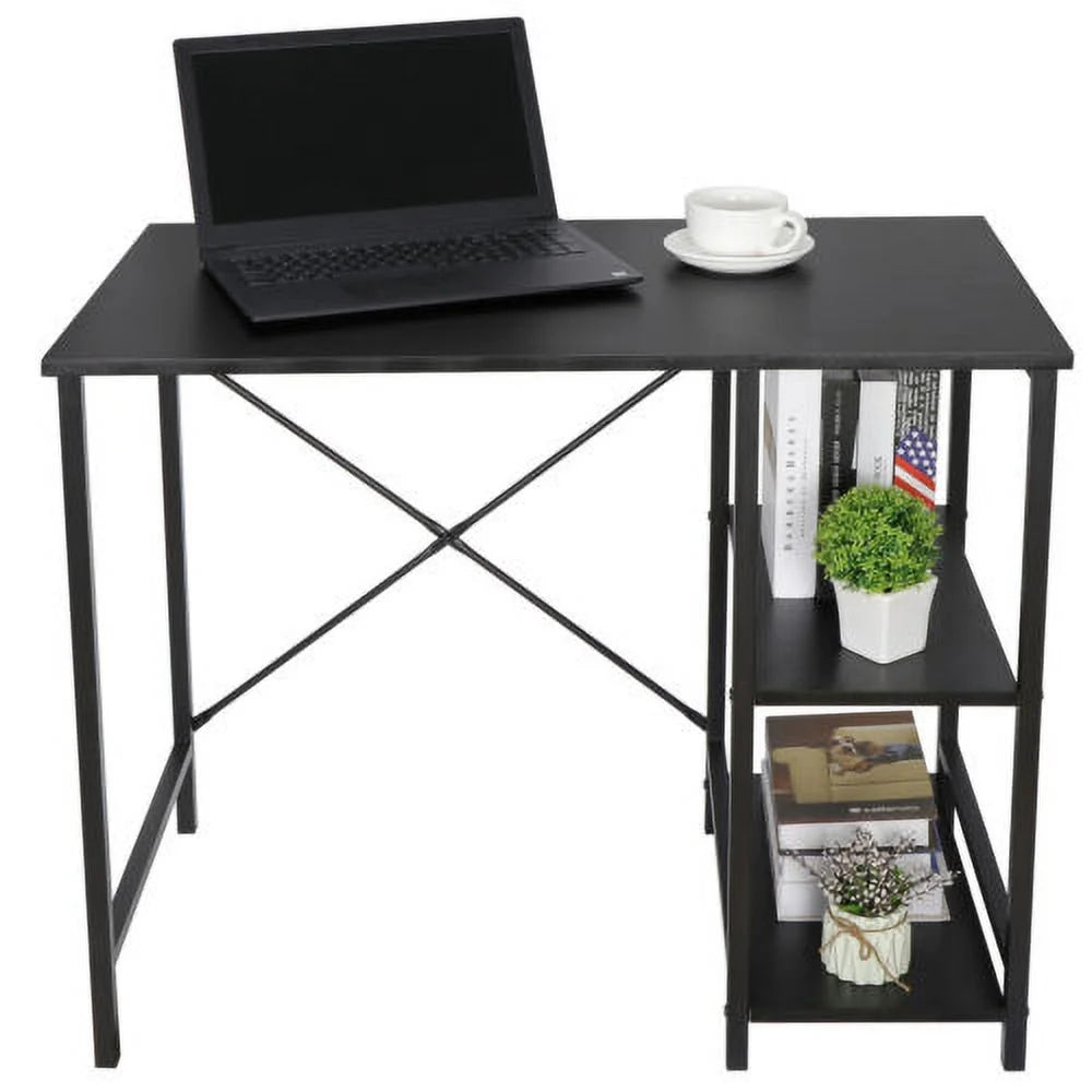 Black Computer Desk with 2 Tier Shelves 36" H35109