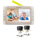 Split 50 Baby Monitor with 2 Cameras and Audio, No WiFi, Large Screen V2672