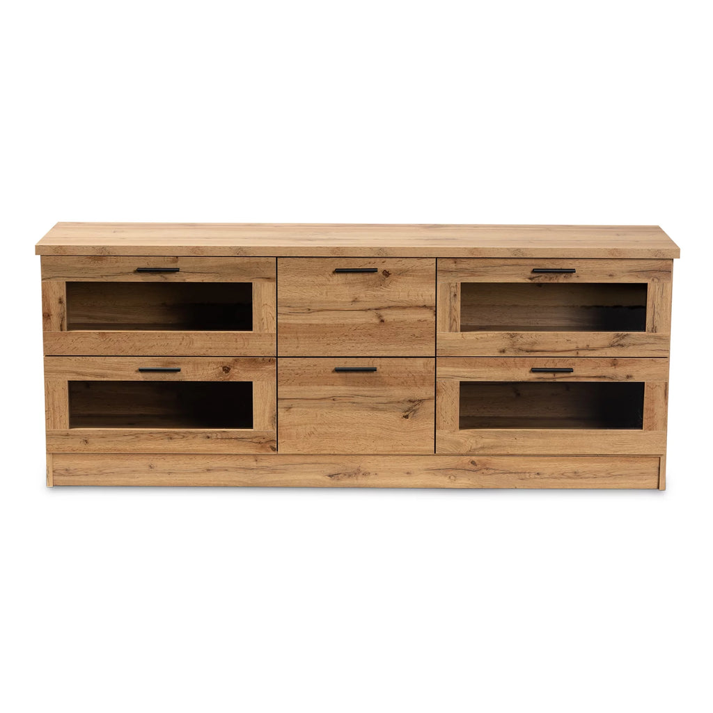 Oak Brown Finished Wood 2-Drawer TV Stand R207288