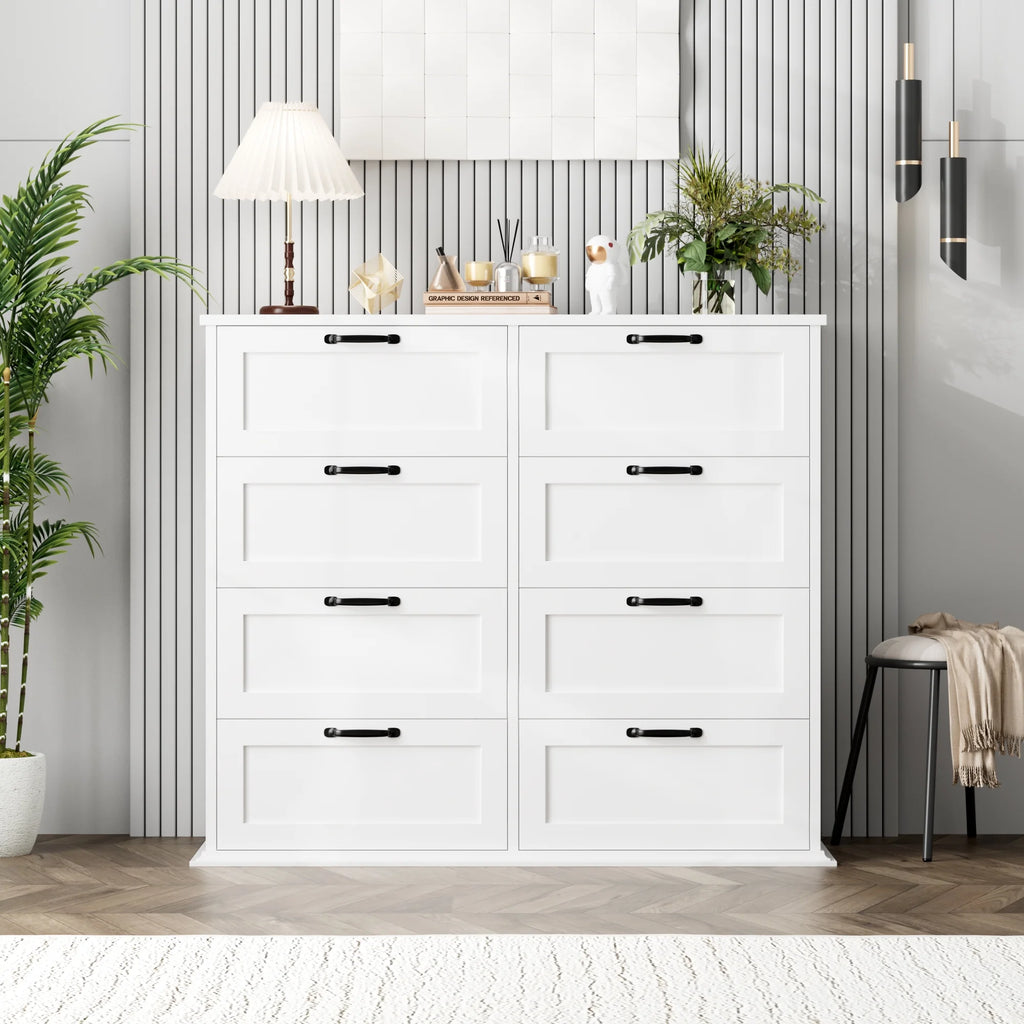 White 8 Drawer Wood Dresser V7384