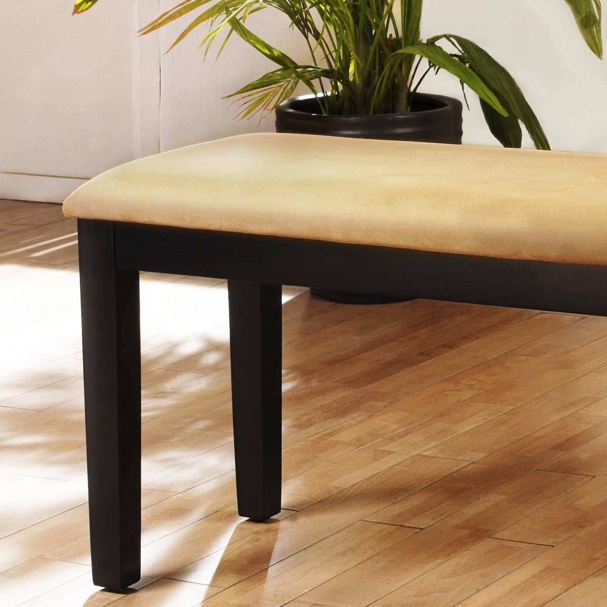 Goldtone Microfiber Black Wood Base Gold Bench J539820