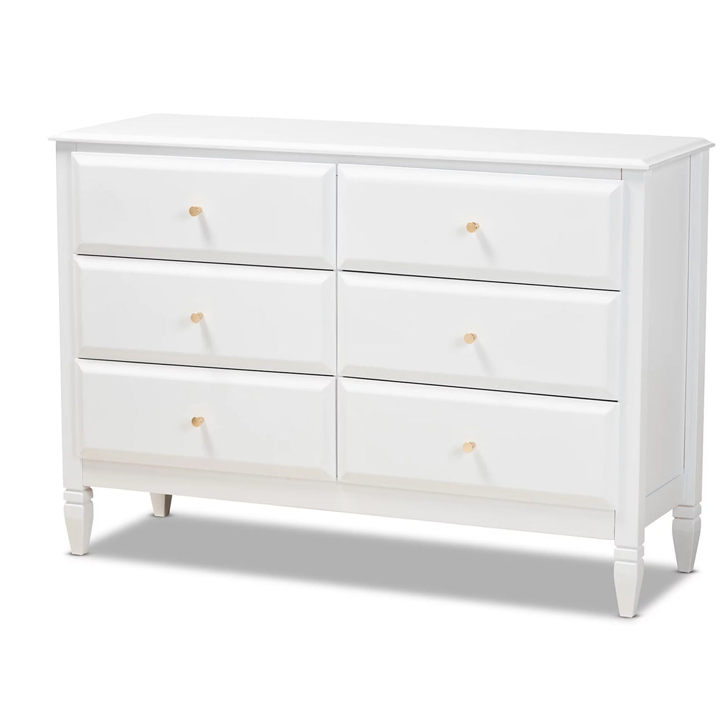 White Wood 6-Drawer Dresser K6866