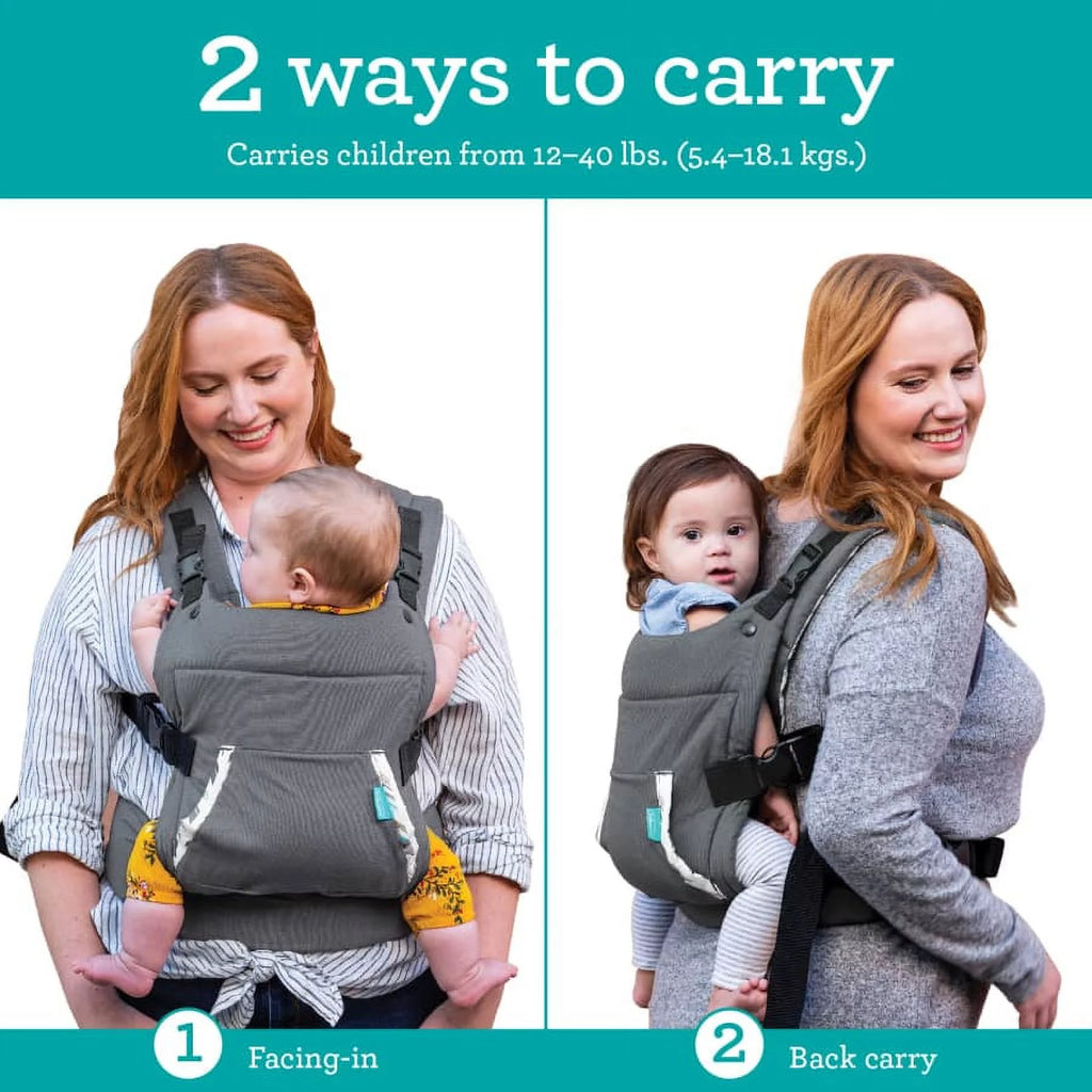 Ergonomic Hoodie Baby Carrier, 2-Position, 12-40lb, Gray Fox W6289