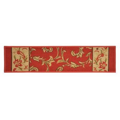 Floral Red Stair Tread Rectangle G66020
