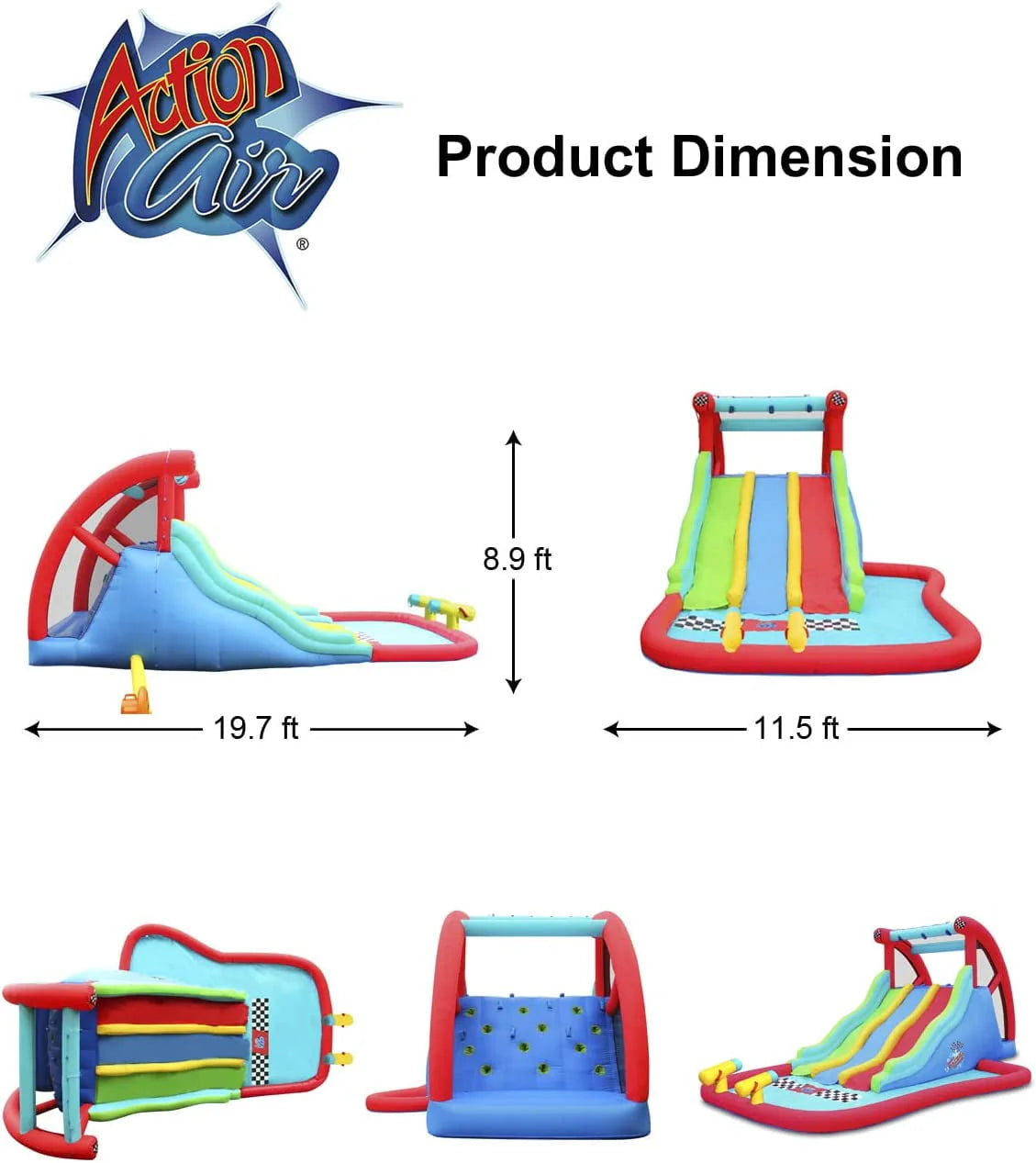 Inflatable Water Slide with Climbing Wall and Pool H79283