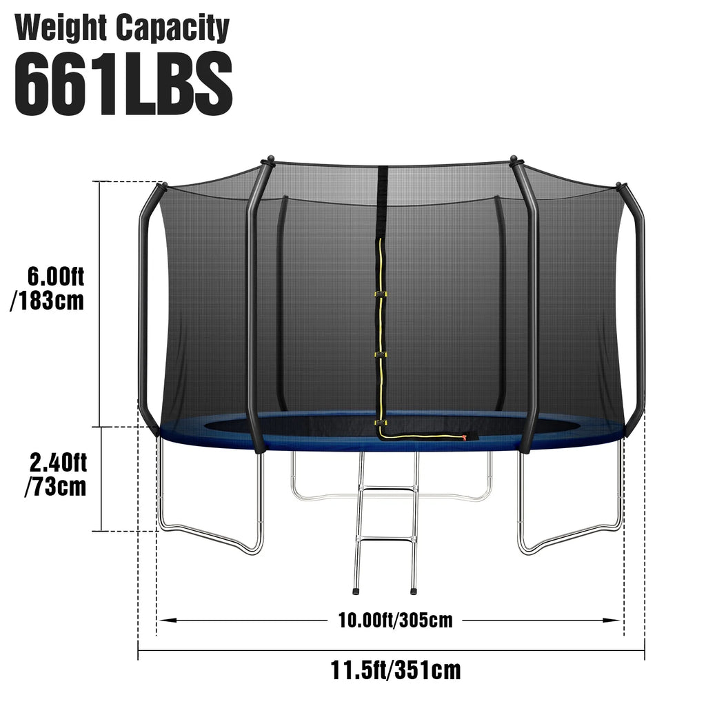 10FT Trampoline with Enclosure Net and Ladder W97520